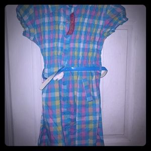 Girls, Blue, Yellow. Pink Plait Casual Dress. Sz14